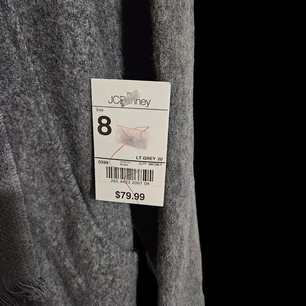 Vintage Cabin Creek Size 8P Grey Shell Wool Coat With Built In Scarf - Picture 4 of 4